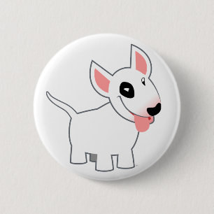 Cute Cartoon Bull Terrier Button Badge