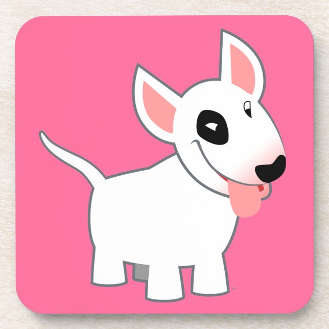 Cute Cartoon Bull Terrier Coasters Set (Front)