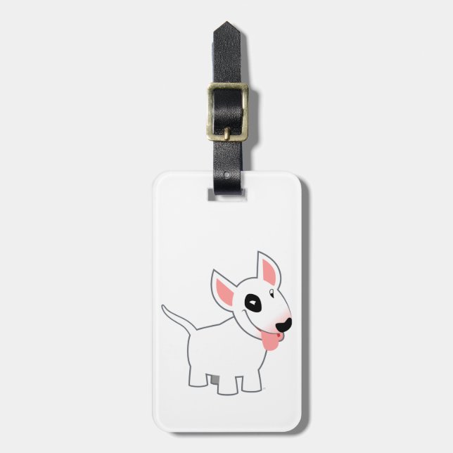 Cute Cartoon Bull Terrier Luggage Tag (Front Vertical)
