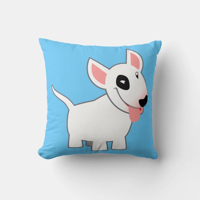 Cute Cartoon Bull Terrier Pillow (Front)