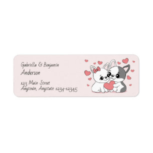 Cute Cartoon Bulldog Lovers Hearts Valentine’s Day