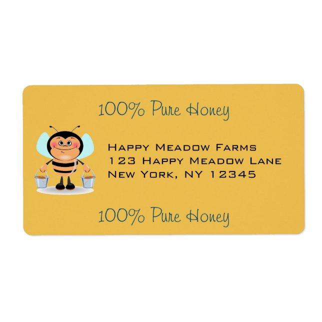 Cute Cartoon Bumble Bee Carrying Buckets of Honey (Front)