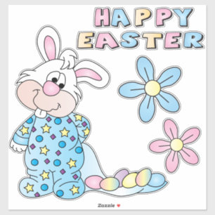 Cute Cartoon Bunny - Blue - Kiss-Cut