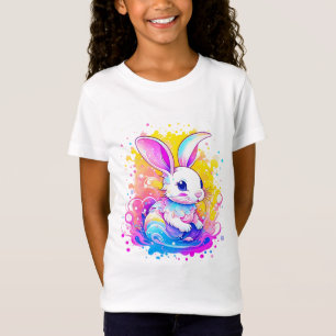 Cute cartoon bunny on colourful background T-Shirt