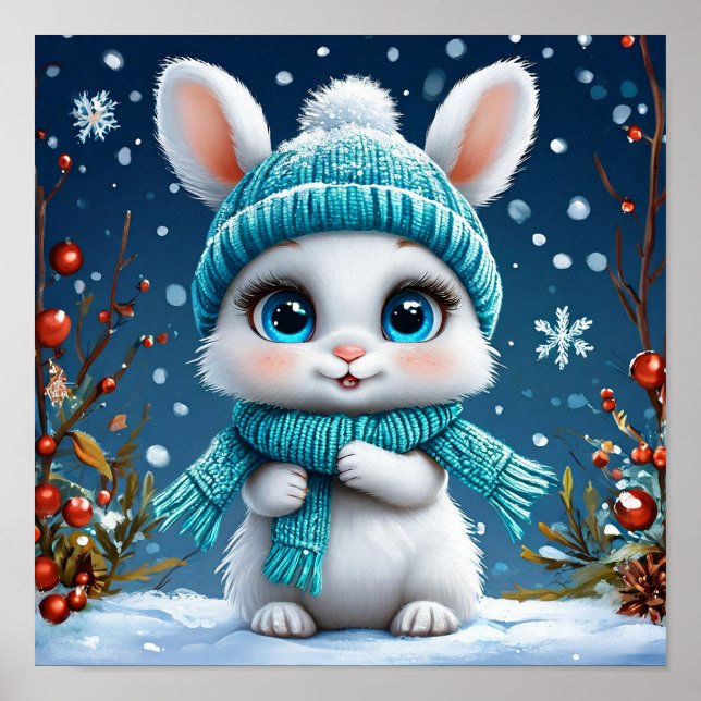 Cute Cartoon Bunny Poster (Front)