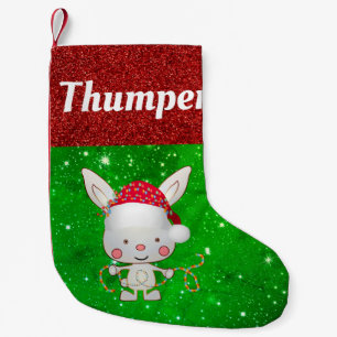 Cute Cartoon Bunny Rabbit Pet Name Festive Small Christmas Stocking
