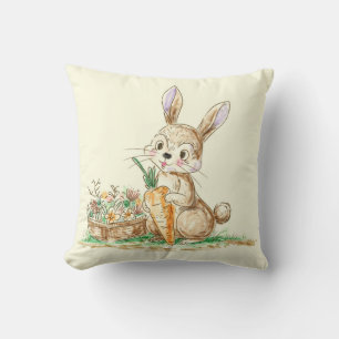Cute Cartoon Bunny Rabbit Sketch Cushion