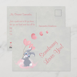 Cute Cartoon Bunny Valentine Postcard