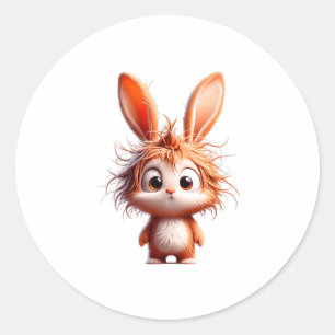 Cute Cartoon Bunny With Funny Expression Classic Round Sticker