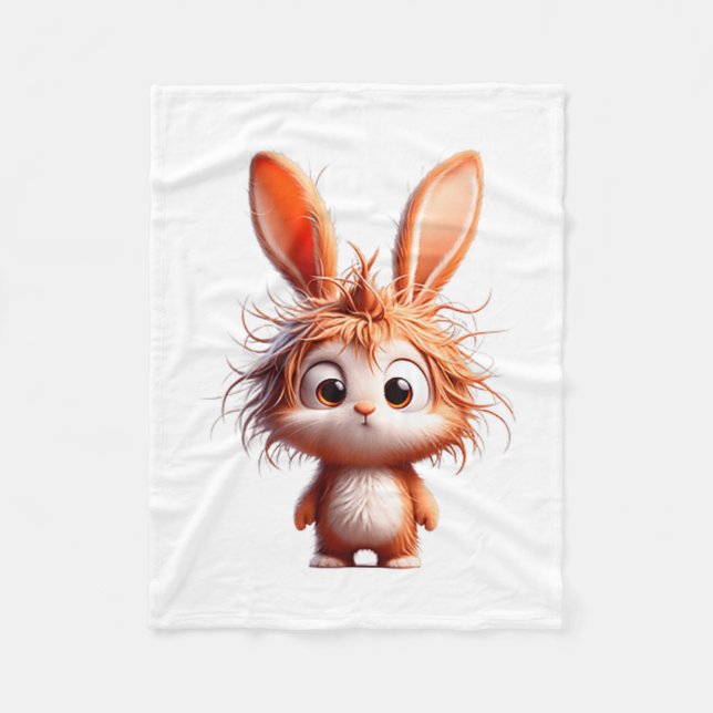 Cute Cartoon Bunny With Funny Expression  Fleece Blanket (Front)