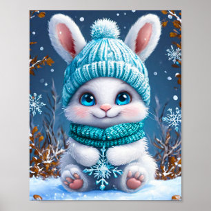 Cute Cartoon Bunny with Soft Style 🐰🌸✨🌿💖 Poster