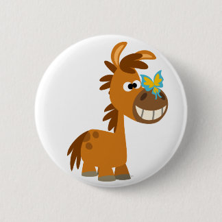 Cute Cartoon Butterfly Pony Button Badge