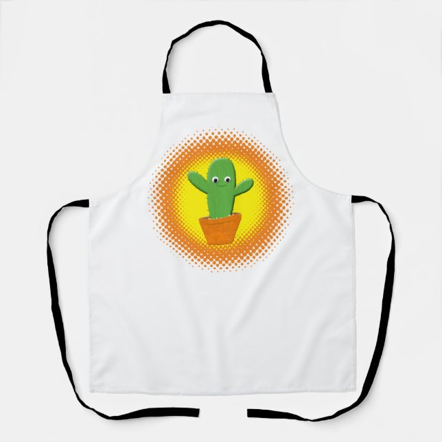 Cute Cartoon Cactus Apron (Front)