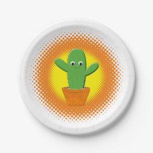 Cute Cartoon Cactus Paper Plate