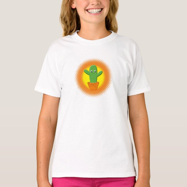 Cute Cartoon Cactus T-Shirt (Front)