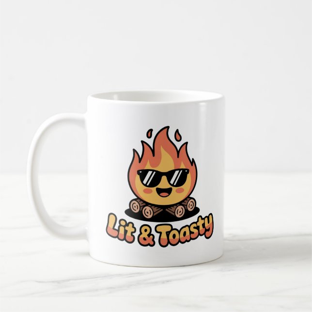 Cute Cartoon Campfire Quote Kawaii Hiking Coffee Mug (Left)