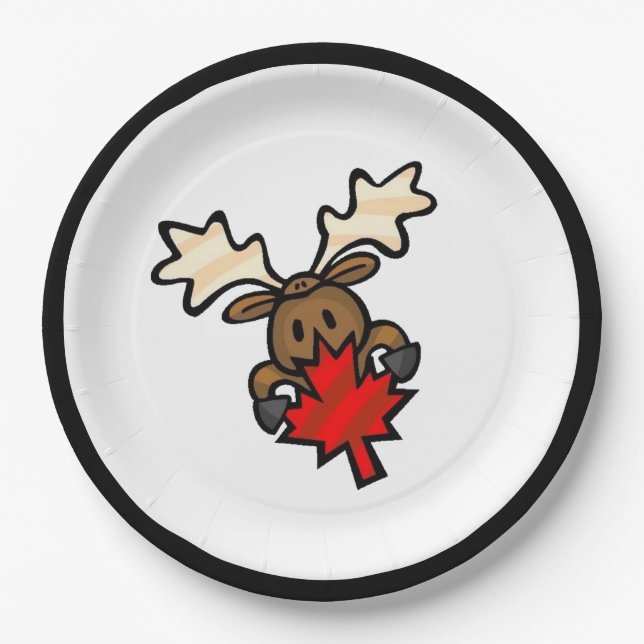 Cute Cartoon Canadian Moose Paper Plate (Front)