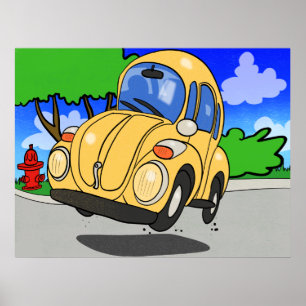 Cute Cartoon Car Poster