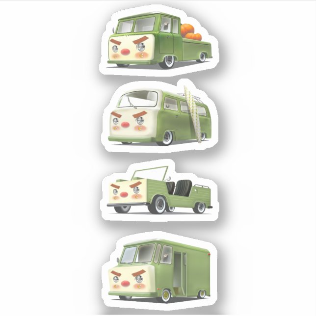 Cute Cartoon Cars Lineup (Front)