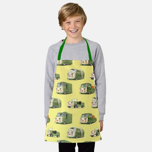Cute Cartoon Cars Lineup Apron (Worn)