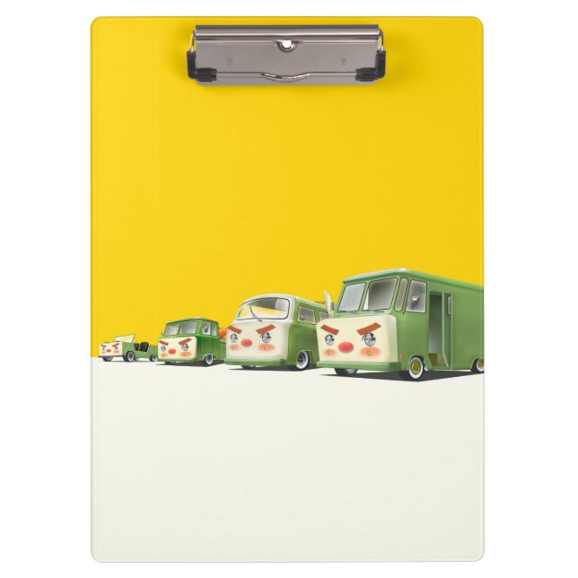 Cute Cartoon Cars Lineup Clipboard (Front)