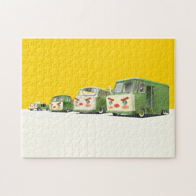 Cute Cartoon Cars Lineup Jigsaw Puzzle (Horizontal)