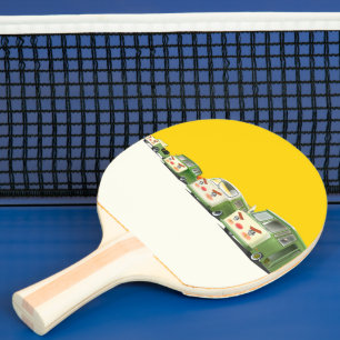 Cute Cartoon Cars Lineup Ping Pong Paddle