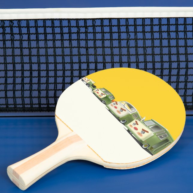 Cute Cartoon Cars Lineup Ping Pong Paddle (Insitu)