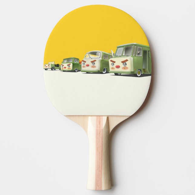 Cute Cartoon Cars Lineup Ping Pong Paddle (Front)
