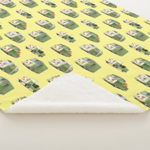 Cute Cartoon Cars Lineup Sherpa Blanket