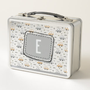 Cute Cartoon Cars Personalised Monogram Metal Lunch Box