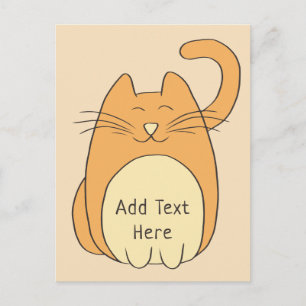 Cute Cartoon Cat Add Name   Beige Holiday Postcard