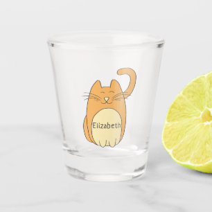 Cute Cartoon Cat Add Name Shot Glass