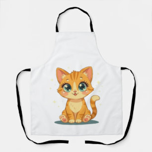 **Cute Cartoon Cat – Adorable Kitty Illustration** Apron