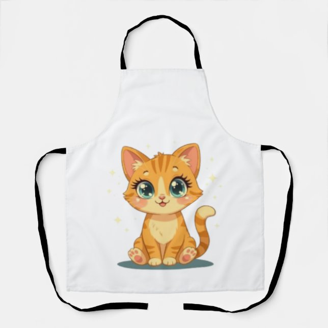 **Cute Cartoon Cat – Adorable Kitty Illustration** Apron (Front)