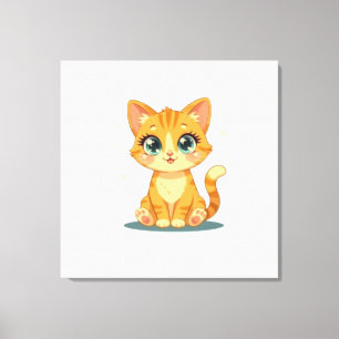 **Cute Cartoon Cat – Adorable Kitty Illustration** Canvas Print