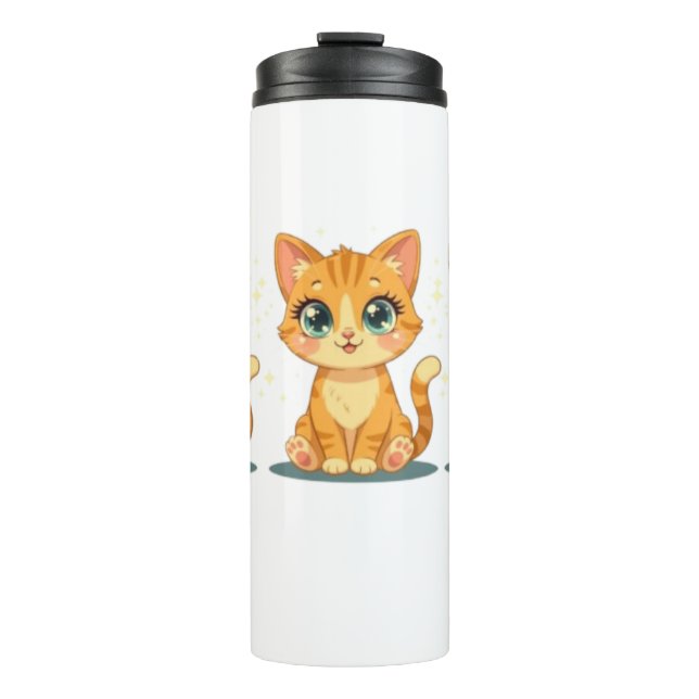 **Cute Cartoon Cat – Adorable Kitty Illustration** Thermal Tumbler (Front)
