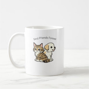 Cute Cartoon Cat and Dog Best Friends Ceramic Mug