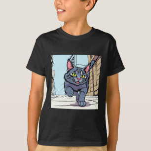 Cute Cartoon Cat Art Graphic T-Shirt for Kids