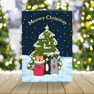 Cute Cartoon Cat Carol Singers Christmas Non-Photo Holiday Card
