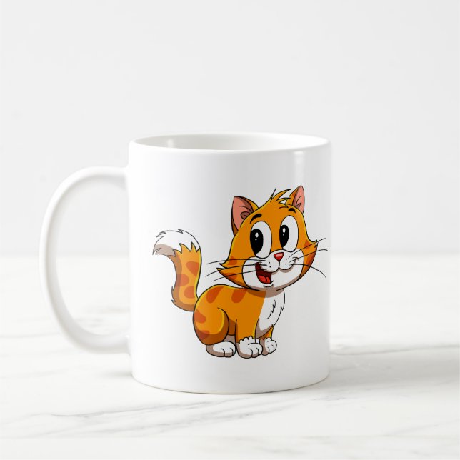 Cute Cartoon Cat Coffee Mug (Left)