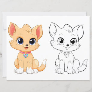 Cute Cartoon cat colouring page