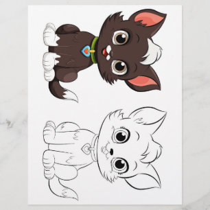 Cute Cartoon cat colouring page