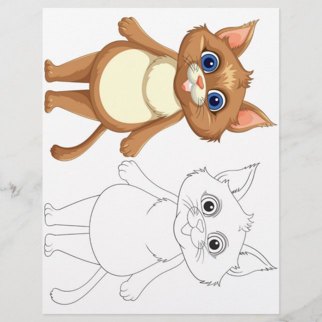 Cute cartoon cat colouring page (Front)