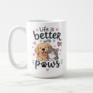 Cute Cartoon Cat & Dog Mug – Pet Lovers Gift