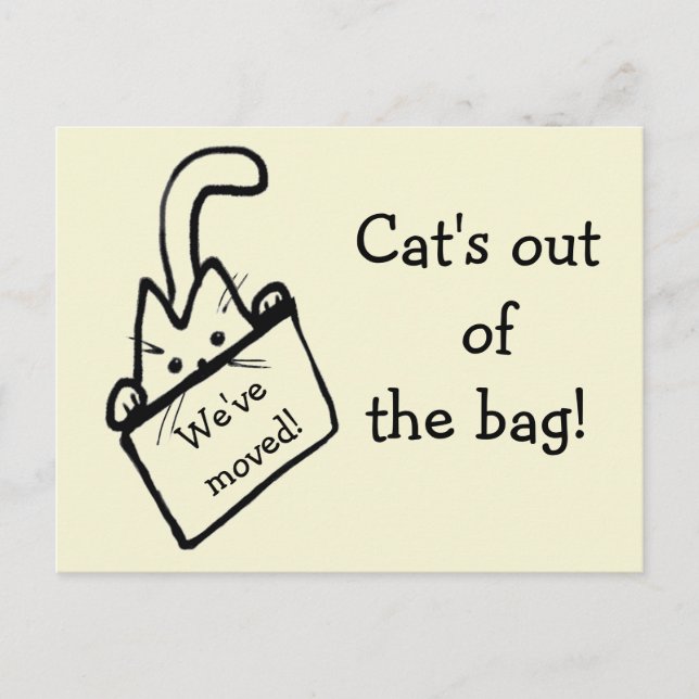 Cute Cartoon Cat Drawing Moving Announcement Postcard (Front)