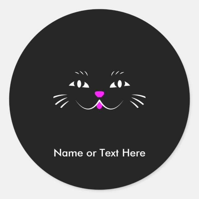 Cute Cartoon Cat Face Classic Round Sticker (Front)