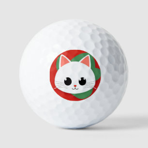 Cute Cartoon Cat Face With Bold Graphic Design Golf Balls