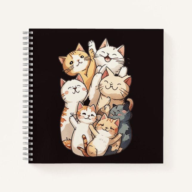 cute cartoon cat group photo notebook (Front)