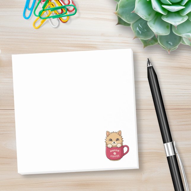 Cute Cartoon Cat in Coffee Mug Post-it Notes (Creator Uploaded)